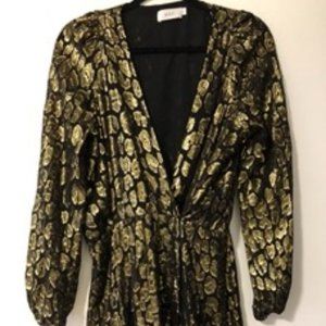 A. L. C. Black and Gold Leopard Mini Dress